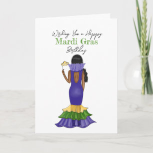 Mardi Gras Mode Illustratie - Happy Birthday Kaart