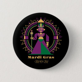 Mardi Gras Moeder 2026 Koningin Ronde Button 5,7 Cm