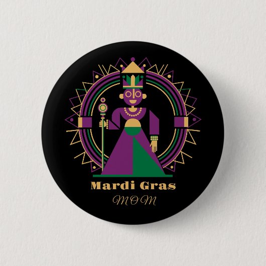 Mardi Gras Moeder 2026 Koningin Ronde Button 5,7 Cm (Voorkant)
