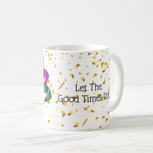 Mardi Gras Mok-Let the Good Times Roll Koffiemok (Voorkant rechts)