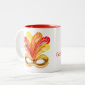 Mardi Gras Mok-Let the Good Times Roll Tweekleurige Koffiemok (Voorkant links)