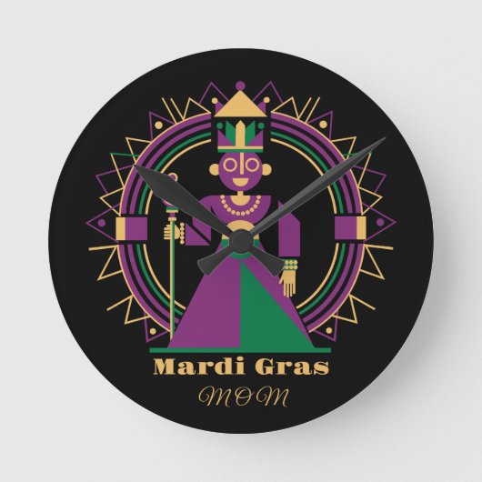 Mardi Gras Mom 2026 Queen Ronde Klok (Voorkant)