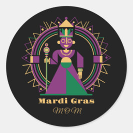Mardi Gras Mom 2026 Queen Ronde Sticker