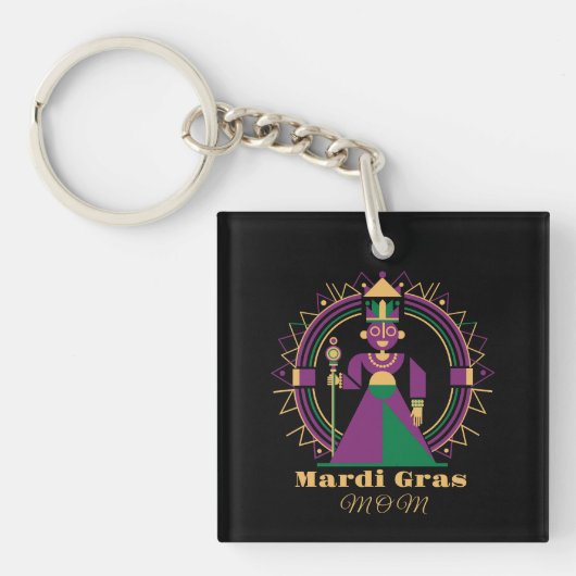 Mardi Gras Mom 2026 Queen Sleutelhanger (voorkant)