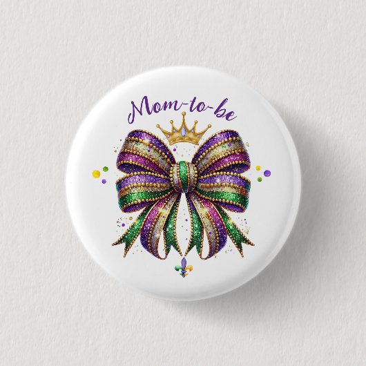 Mardi Gras Mom-to-be Ronde Button 3,2 Cm (Voorkant)