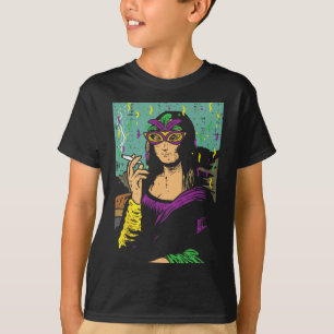 Mardi Gras Mona Lisa Roken Weed Stoner Gift T-shirt