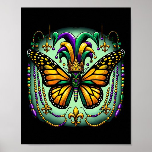 Mardi Gras Monarch Vlinder Nar Poster (Voorkant)