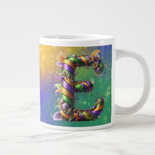 Mardi Gras Monogram Initiaal E Grote Koffiekop
