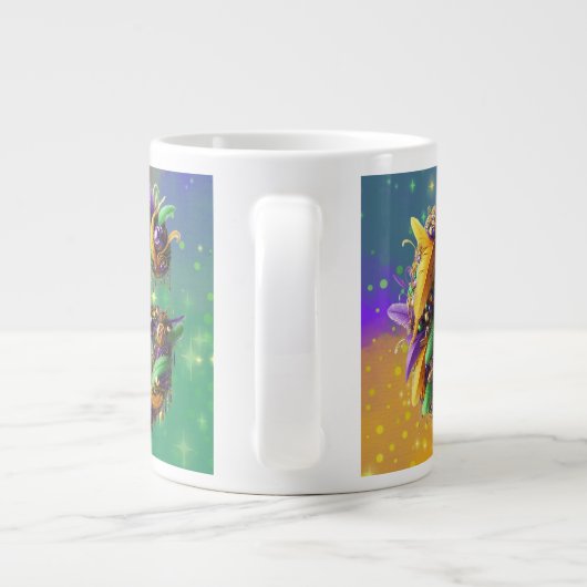 Mardi Gras Monogram Initiaal G Grote Koffiekop (Achterkant)