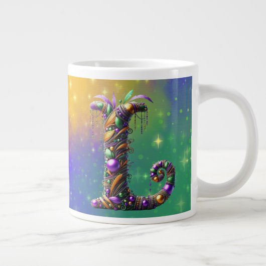 Mardi Gras Monogram Initiaal L Grote Koffiekop (Rechts)