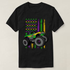 Mardi Gras Monster Truck Amerikaanse vlag T-shirt