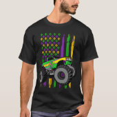 Mardi Gras Monster Truck Amerikaanse vlag T-shirt (Voorkant)