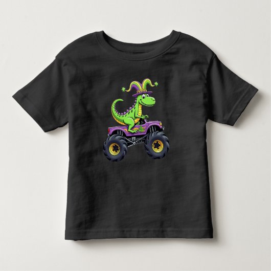Mardi Gras Monster Truck Dinosaur Trex Kinder Shirts (Voorkant)