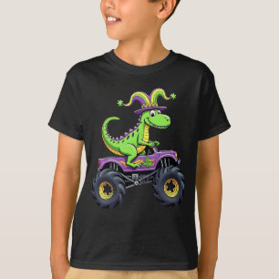 Mardi Gras Monster Truck Dinosaur Trex T-shirt