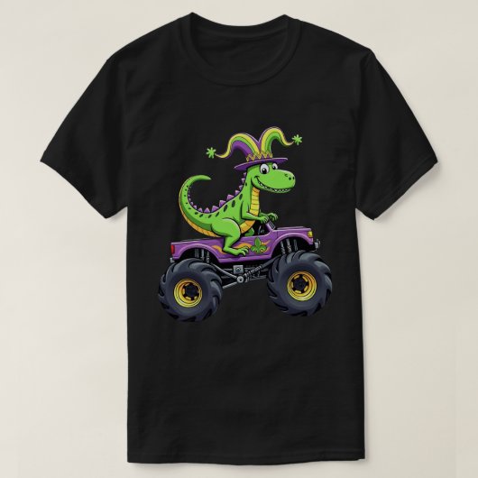 Mardi Gras Monster Truck Dinosaur Trex T-shirt (Design voorkant)