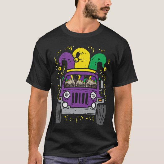 Mardi Gras Monster Truck Jester Pug Carnival Dog O T-shirt (Voorkant)