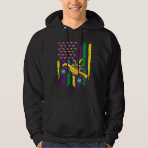 Mardi Gras Monster Truck Kralen Festival USA Vlag Hoodie