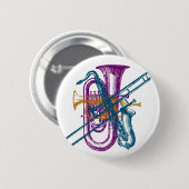 Mardi Gras Music Ronde Button 5,7 Cm (Voorkant /achterkant)