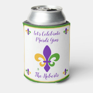 Mardi Gras NAAM Groen Goud Paars Fleur de Lis Blikjeskoeler