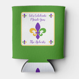 Mardi Gras NAAM Groen Goud Paars Fleur de Lis Blikjeskoeler
