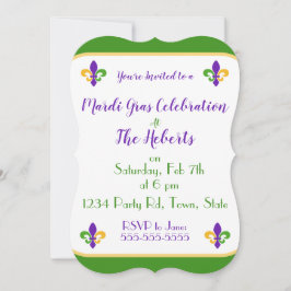 Mardi Gras NAAM Groen Goud Paars Fleur de Lis Kaart