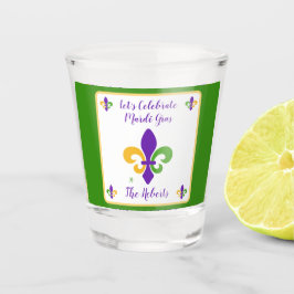 Mardi Gras NAAM Groen Goud Paars Fleur de Lis Shot Glas