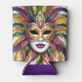 Mardi Gras Naam toevoegen Carnaval Mask Feathers Blikjeskoeler (Voorkant)