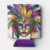 Mardi Gras Naam toevoegen Carnaval Mask Feathers Blikjeskoeler (Achterkant)