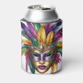 Mardi Gras Naam toevoegen Carnaval Mask Feathers Blikjeskoeler (Blikje Achterkant)