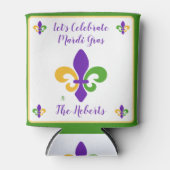 Mardi Gras NAME Green Gold Purple Fleur de Lis Blikjeskoeler (Voorkant)