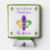 Mardi Gras NAME Green Gold Purple Fleur de Lis Blikjeskoeler (Achterkant)