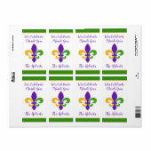 Mardi Gras NAME Green Gold Purple Fleur de Lis Etiket (Full Sheet)