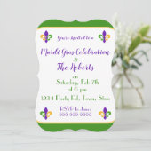 Mardi Gras NAME Green Gold Purple Fleur de Lis Kaart (Staand voorkant)