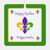 Mardi Gras NAME Green Gold Purple Fleur de Lis Metalen Ornament (Voorkant)