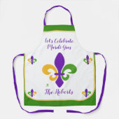 Mardi Gras NAME Green Gold Purple Fleur de Lis Schort (Voorkant)