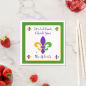 Mardi Gras NAME Green Gold Purple Fleur de Lis Servet (Insitu)
