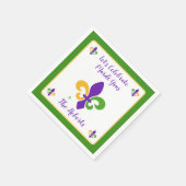 Mardi Gras NAME Green Gold Purple Fleur de Lis Servet (Hoek)