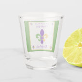 Mardi Gras NAME Green Gold Purple Fleur de Lis Shot Glas (Achterkant)