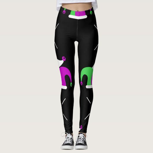 Mardi Gras Narrenhoed Beenwarmer Leggings (Voorkant)