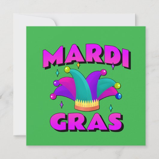 Mardi Gras Narrenhoed Kaart (Voorkant)