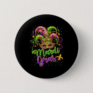 Mardi gras narrenmasker hoed carnaval feest nieuw ronde button 5,7 cm