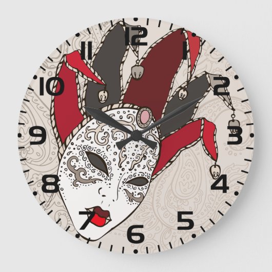 Mardi Gras Narrenmasker Venetiaans Carnaval Grote Klok (Voorkant)
