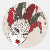 Mardi Gras Narrenmasker Venetiaans Carnaval Ronde Sticker (Voorkant)