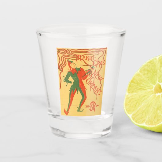  Mardi Gras nester kleurenillustratie Shot Glas (Voorkant)