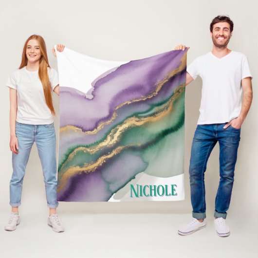 Mardi Gras New Orleans Alcohol Ink Fleece Deken (In situ)