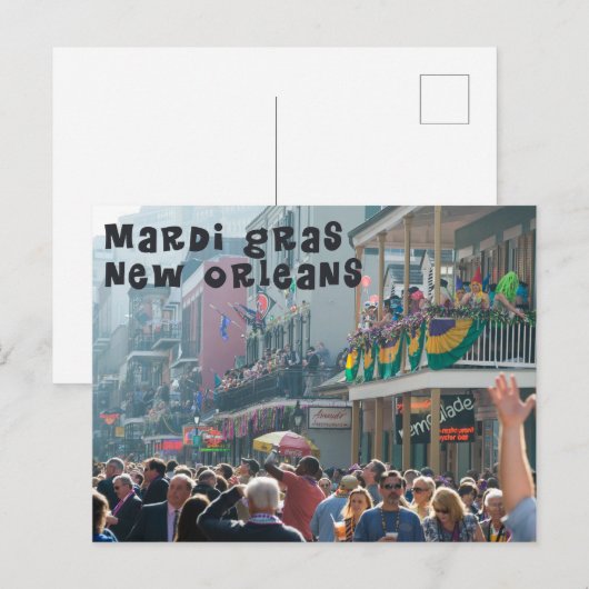 Mardi Gras New Orleans Briefkaart (Voorkant / Achterkant)