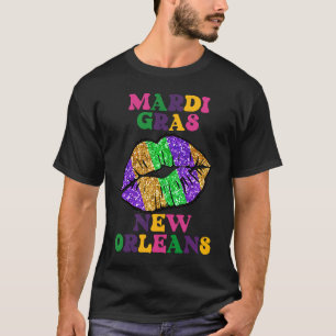 Mardi Gras New Orleans Carnaval Lippen Voor Vrouwe T-shirt