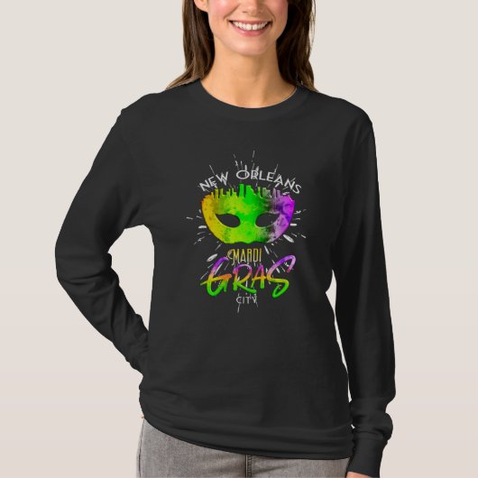 Mardi Gras New Orleans Carnaval Vette Dinsdag Mask T-shirt (Voorkant)