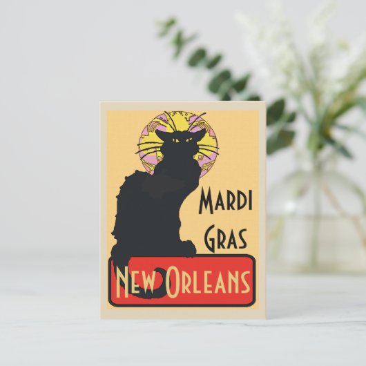 Mardi Gras New Orleans Chat Noir Edit Text Poster Briefkaart (Staand voorkant)