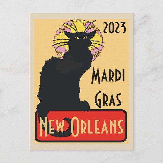 Mardi Gras New Orleans Chat Noir Edit Text Poster Briefkaart (Voorkant)